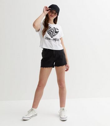 New look black store denim shorts