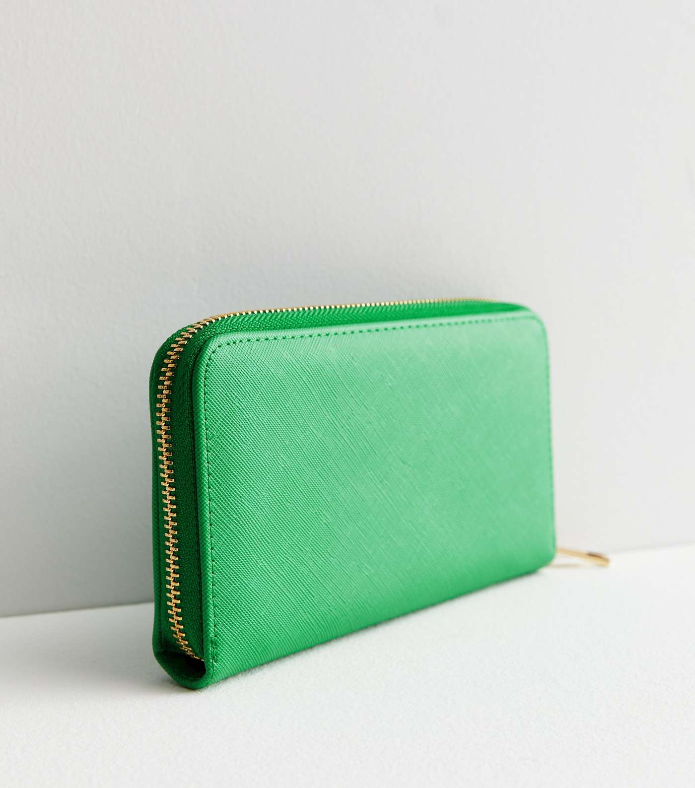 Green Leather-Look Textured Large Zip Purse Image 2