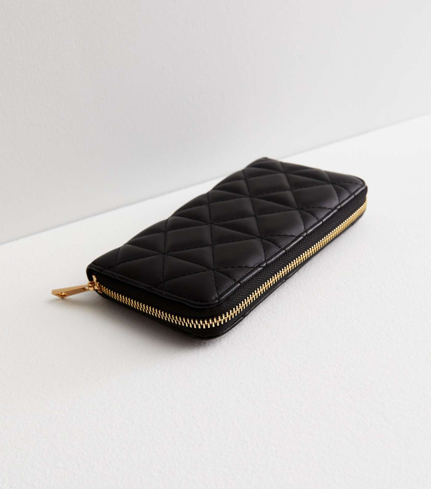 Black Quilted Leather-Look Large Zip Purse Image 2