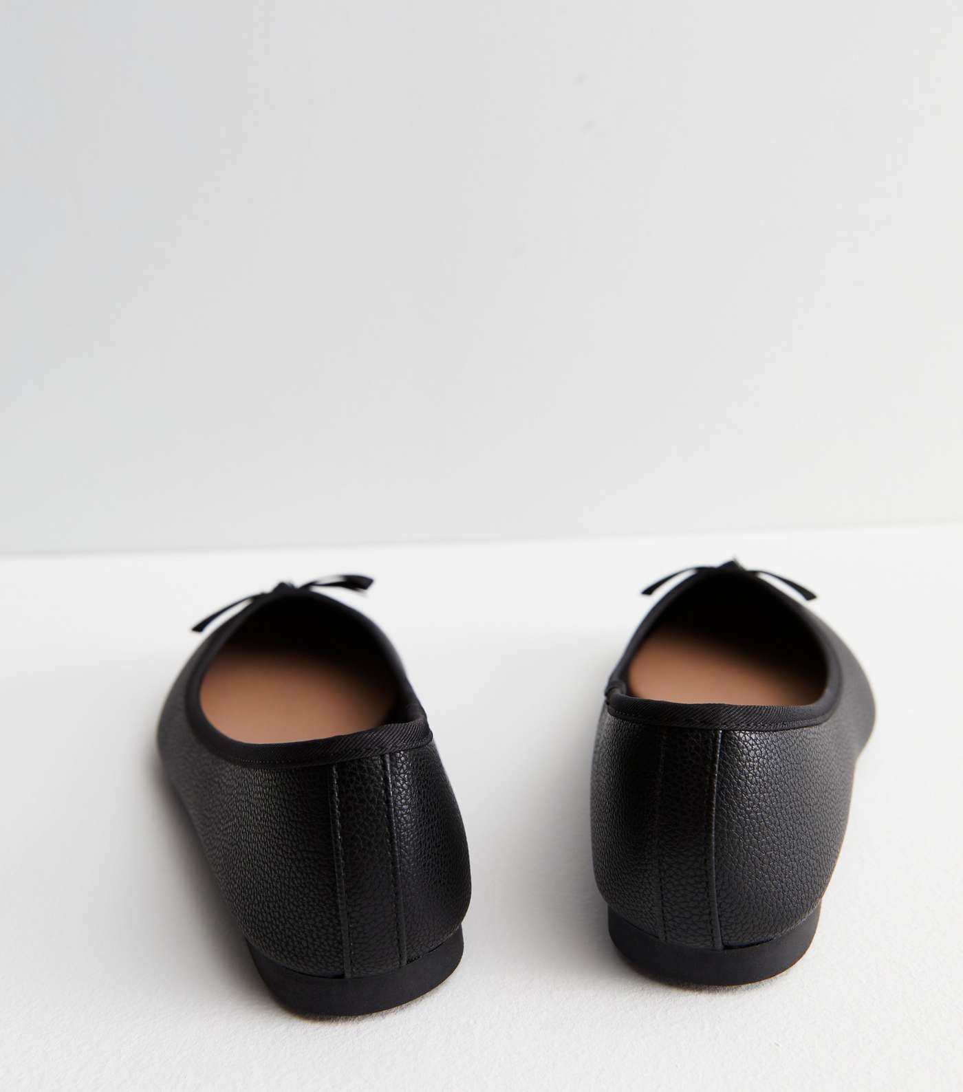 Wide Fit Black Leather-Look Ballerina Pumps Image 4