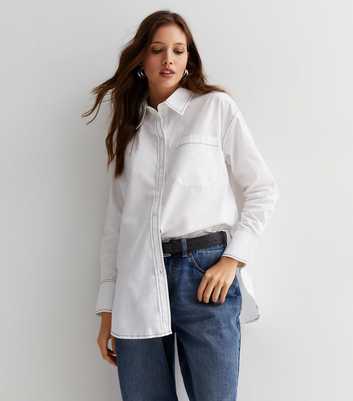 ONLY White Contrast Stitch Long Shirt