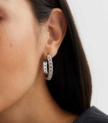 Silver Plaited Hoop Earrings