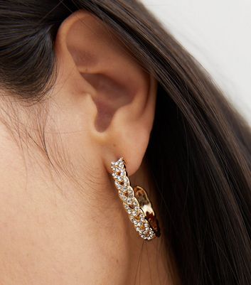 Gold diamante 2025 hoop earrings