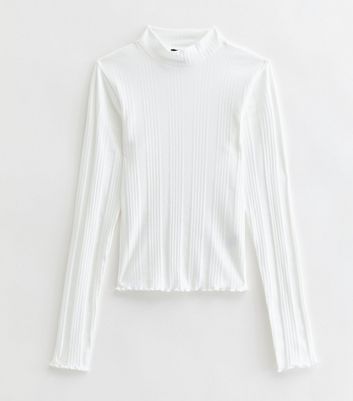 White long sleeve high on sale neck