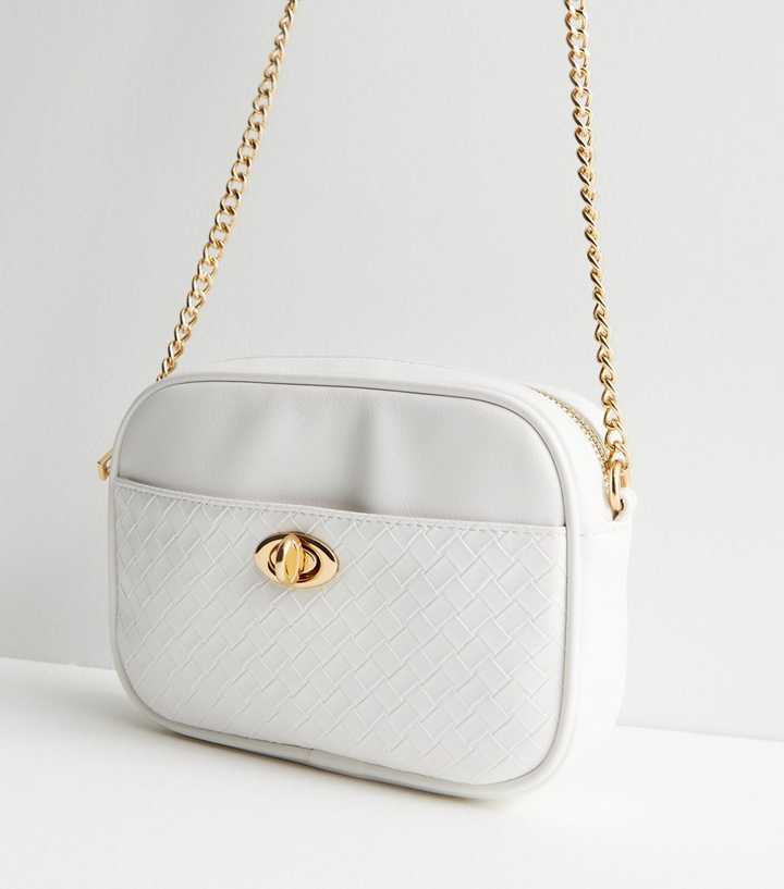 Embossed Cross Body Bag - White