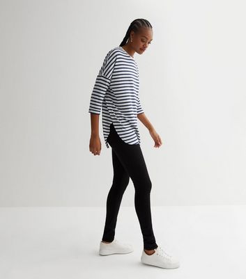 Tall Blue Stripe Fine Knit 3/4 Sleeve Top