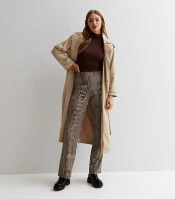 ONLY Black Check Jersey Wide Leg Trousers