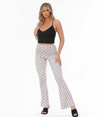 JUSTYOUROUTFIT Stone Geometric High Waist Flared Trousers
