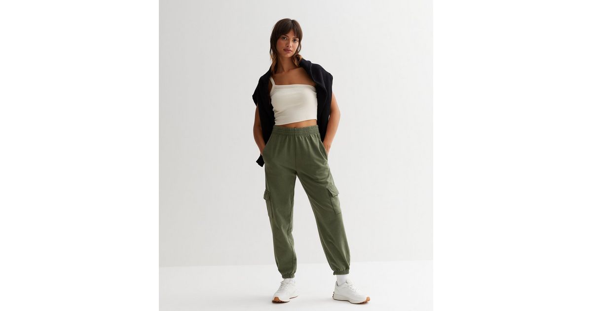 Khaki Acid Wash Cuffed Cargo Joggers | New Look