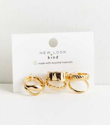 5 Pack Gold Mixed Chunky Rings