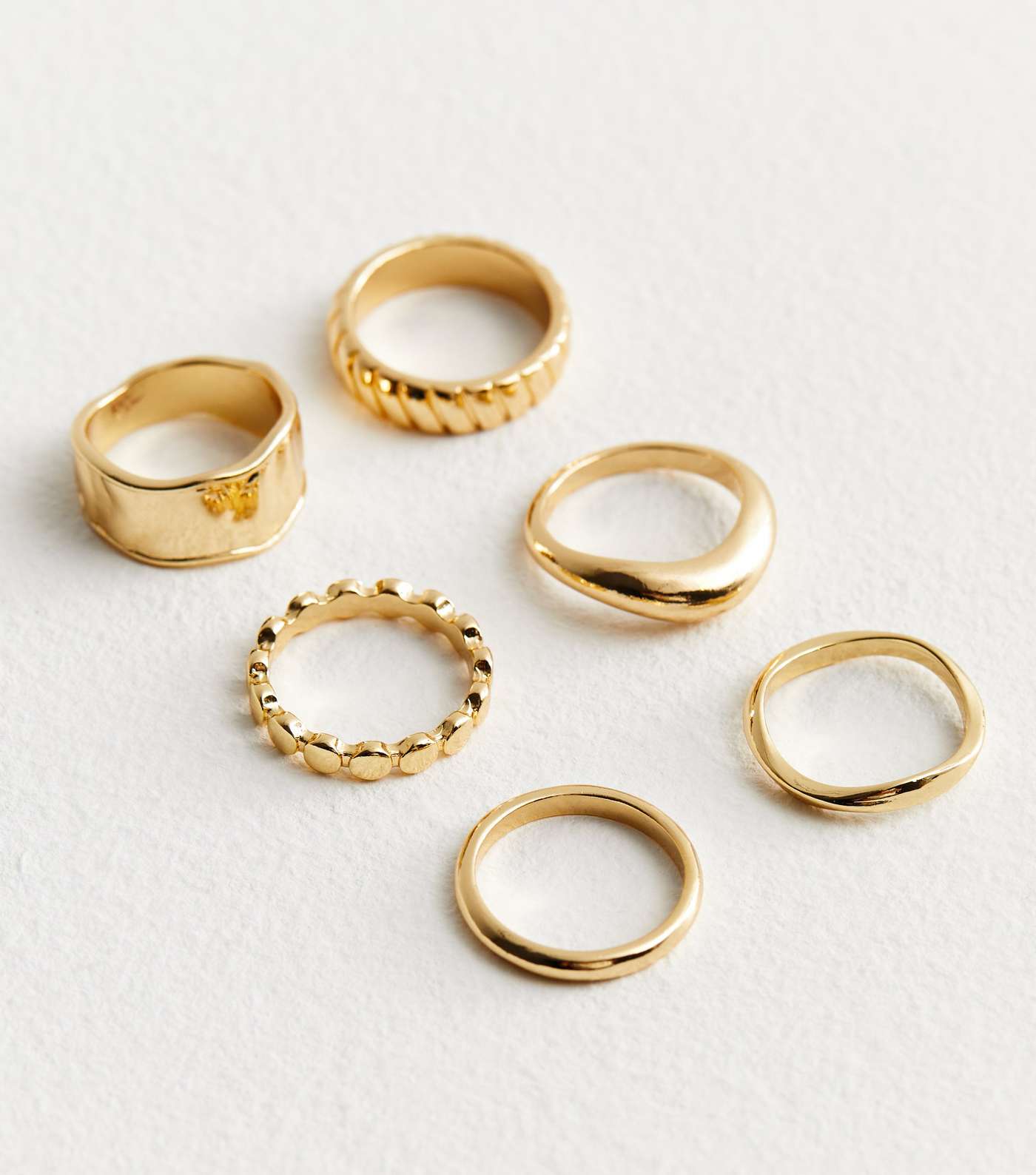 5 Pack Gold Mixed Chunky Rings Image 3
