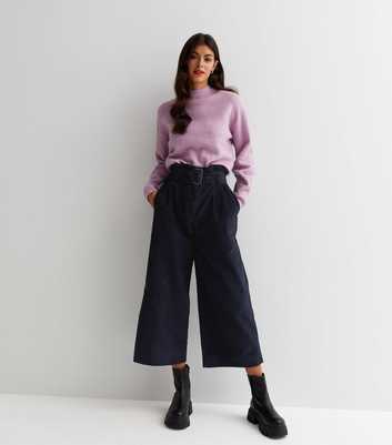 Sunshine Soul Navy Cord Belted Wide Leg Crop Trousers