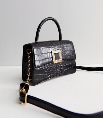 Black faux croc bag new arrivals