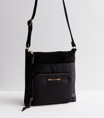 Black leather cheap crossbody messenger bag