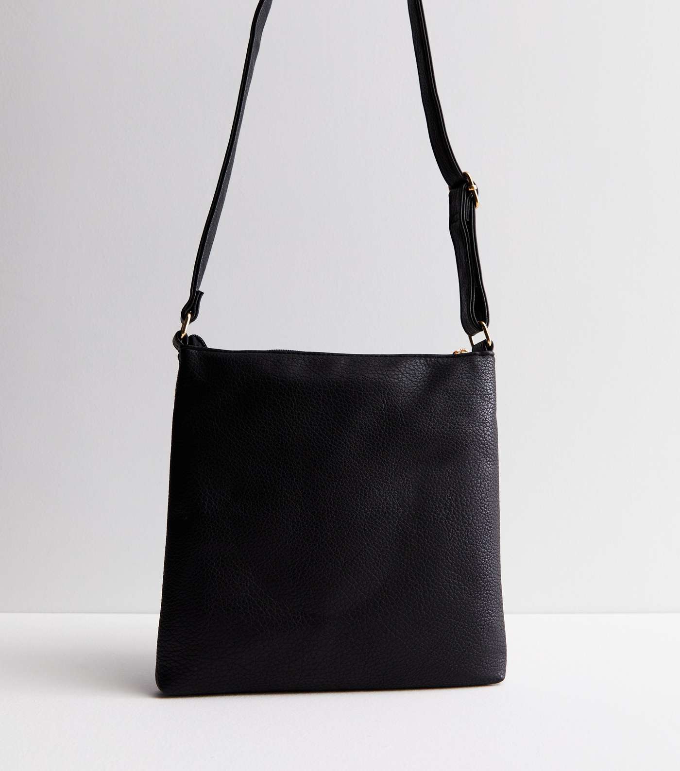 Black Leather-Look Cross Body Messenger Bag Image 4