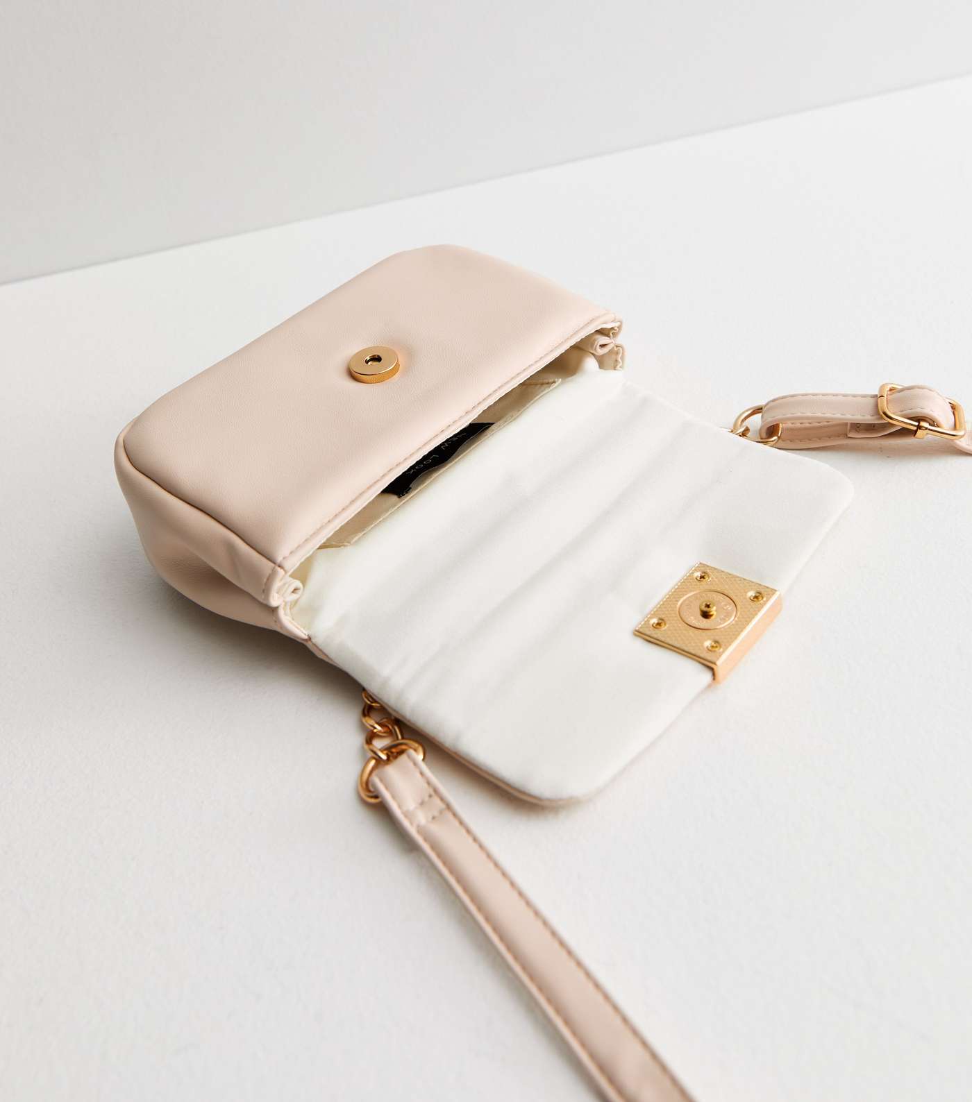Cream Leather-Look Puffer Cross Body Bag Image 4