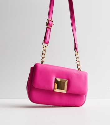 Bright Pink Leather-Look Puffer Cross Body Bag