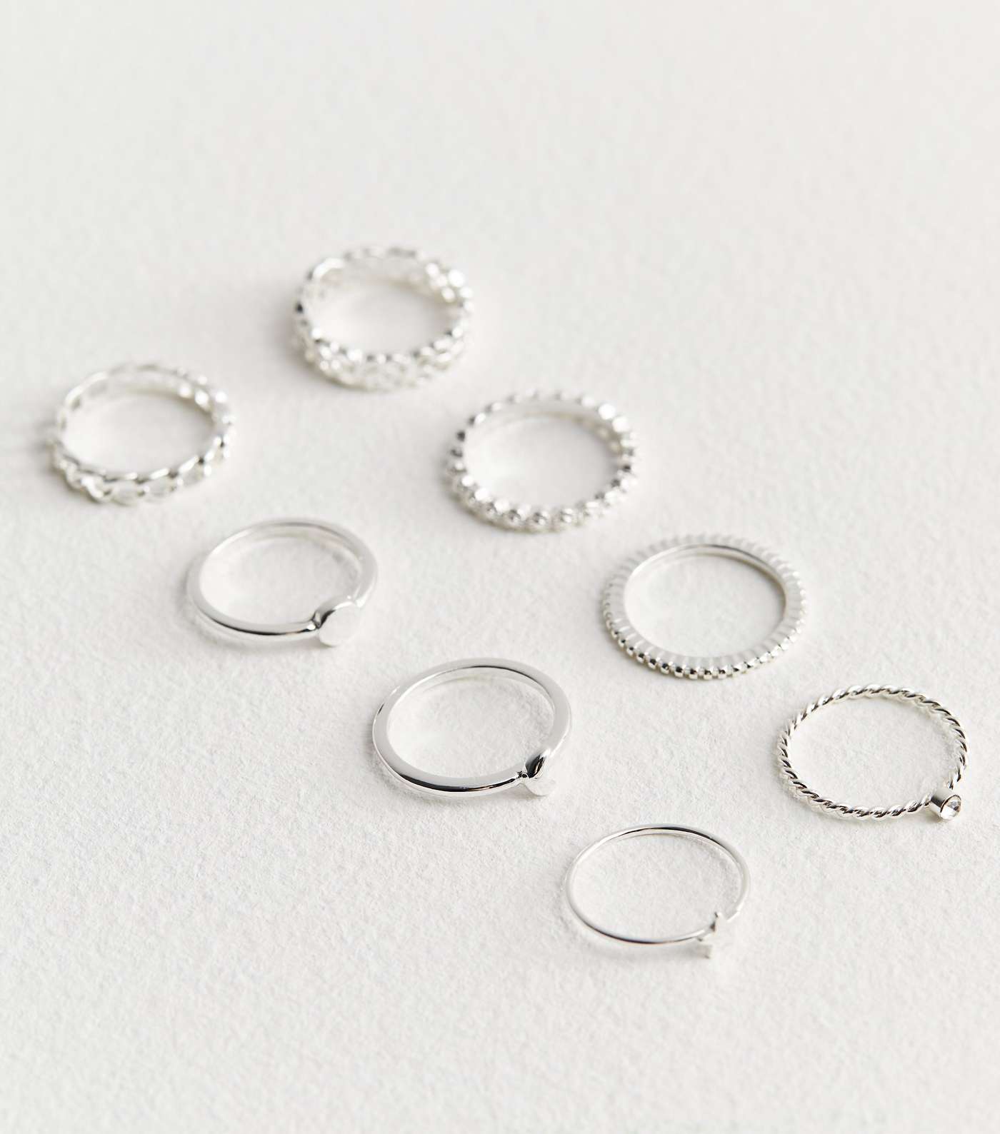 8 Pack Silver Moon and Star Stacking Rings Image 4