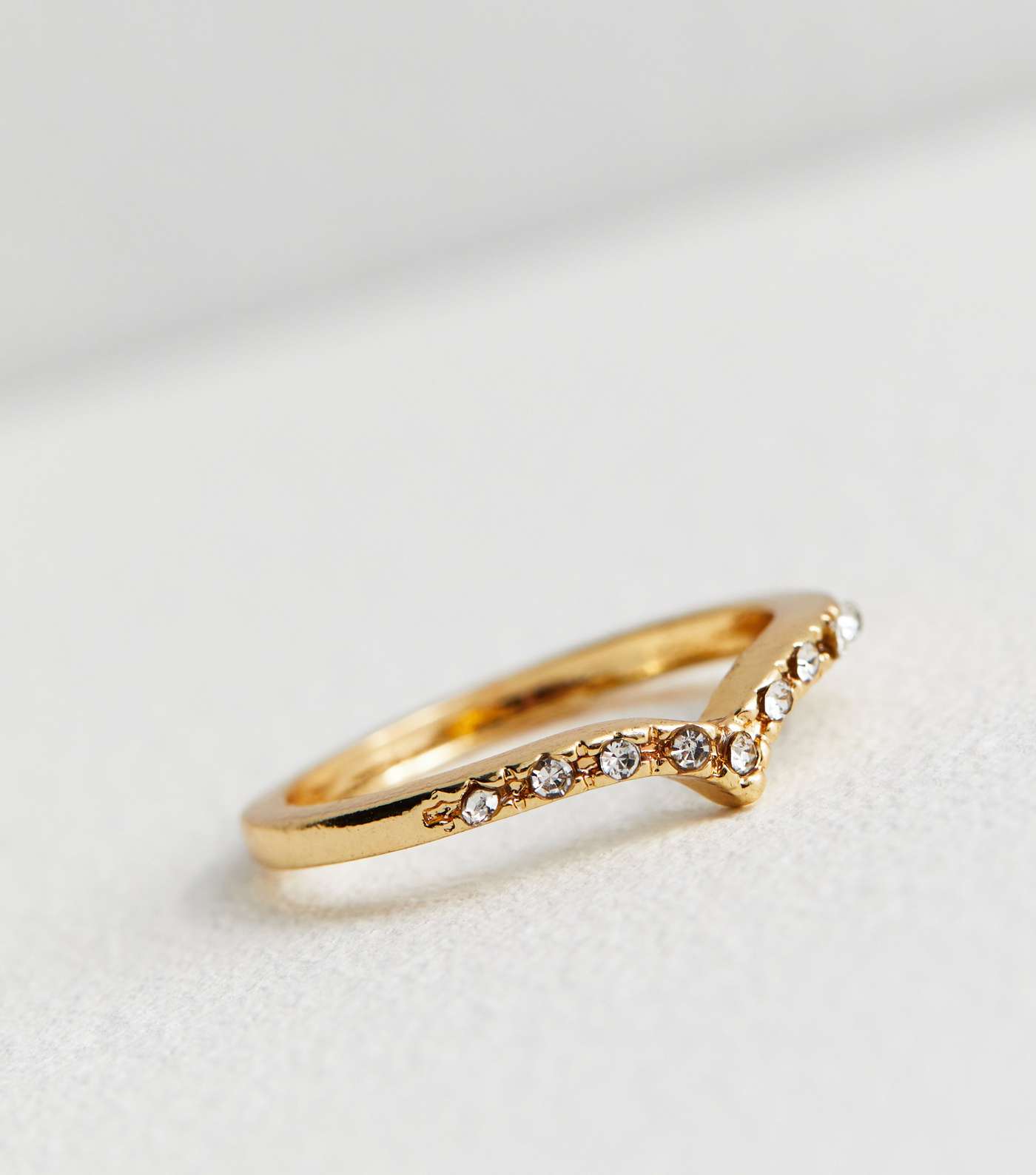 Gold Diamante Wishbone Ring