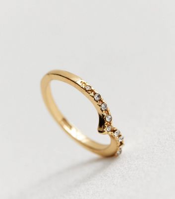 Gold Diamante Wishbone Ring New Look