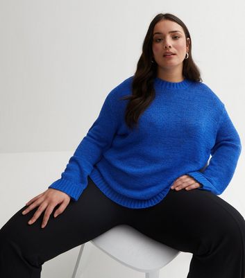 Curves Bright Blue Knit Jumper New Look