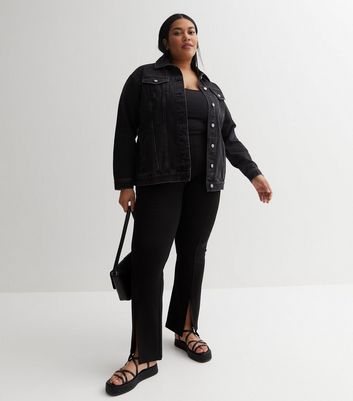 Oversized black denim on sale jacket plus size