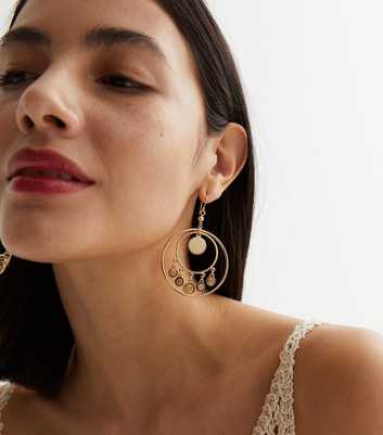 Gold Drop Circle Earrings 