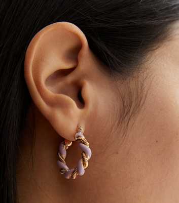 Pink Chunky Twist Hoop Earrings
