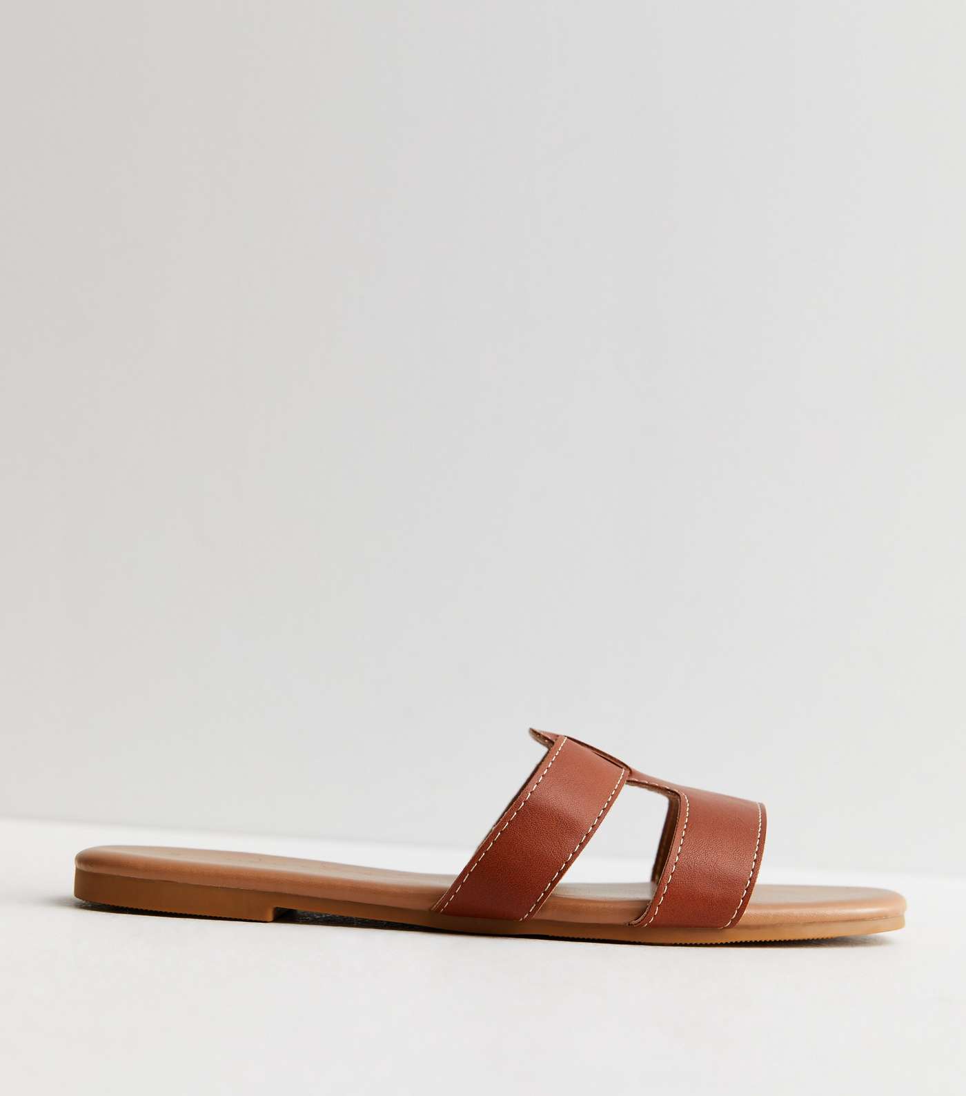 Tan Leather-Look Sliders Image 3