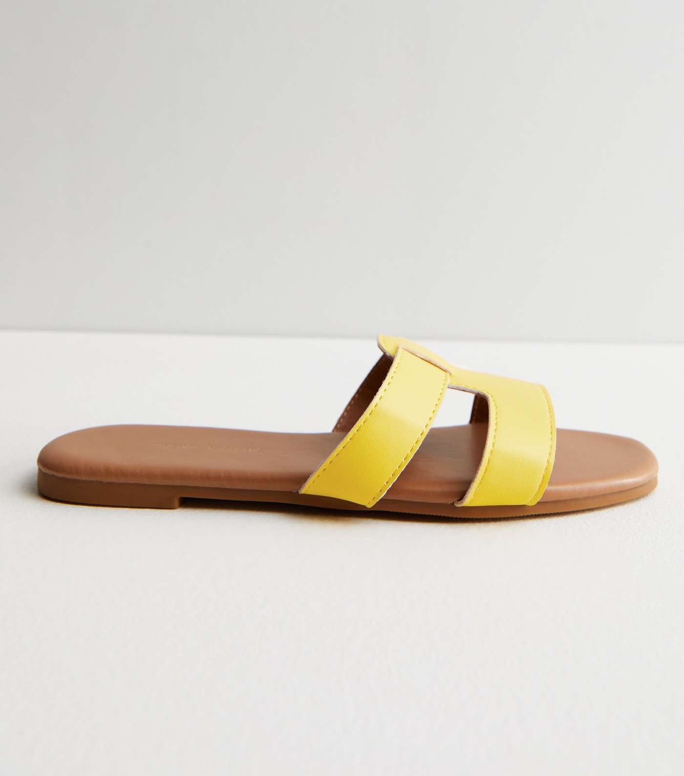 Yellow Leather-Look Sliders Image 3