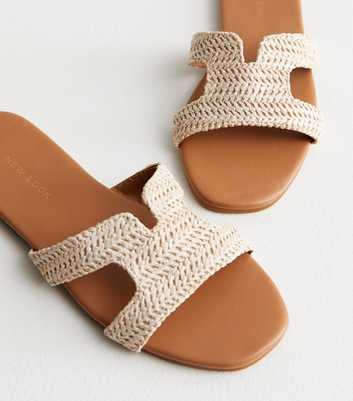 Off White Woven Strap Mule Sliders