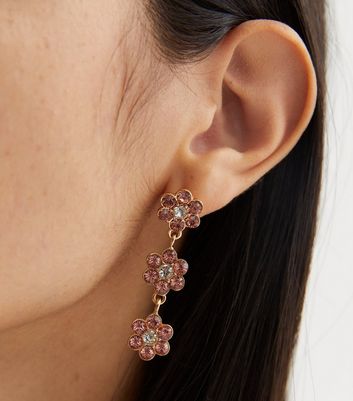 Flipkartcom  Buy CRUNCHY FASHION Rose Pink Floral Drop Earrings Metal  Drops  Danglers Online at Best Prices in India