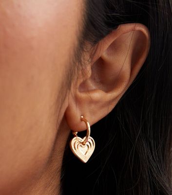 Heart charm hoop on sale earrings