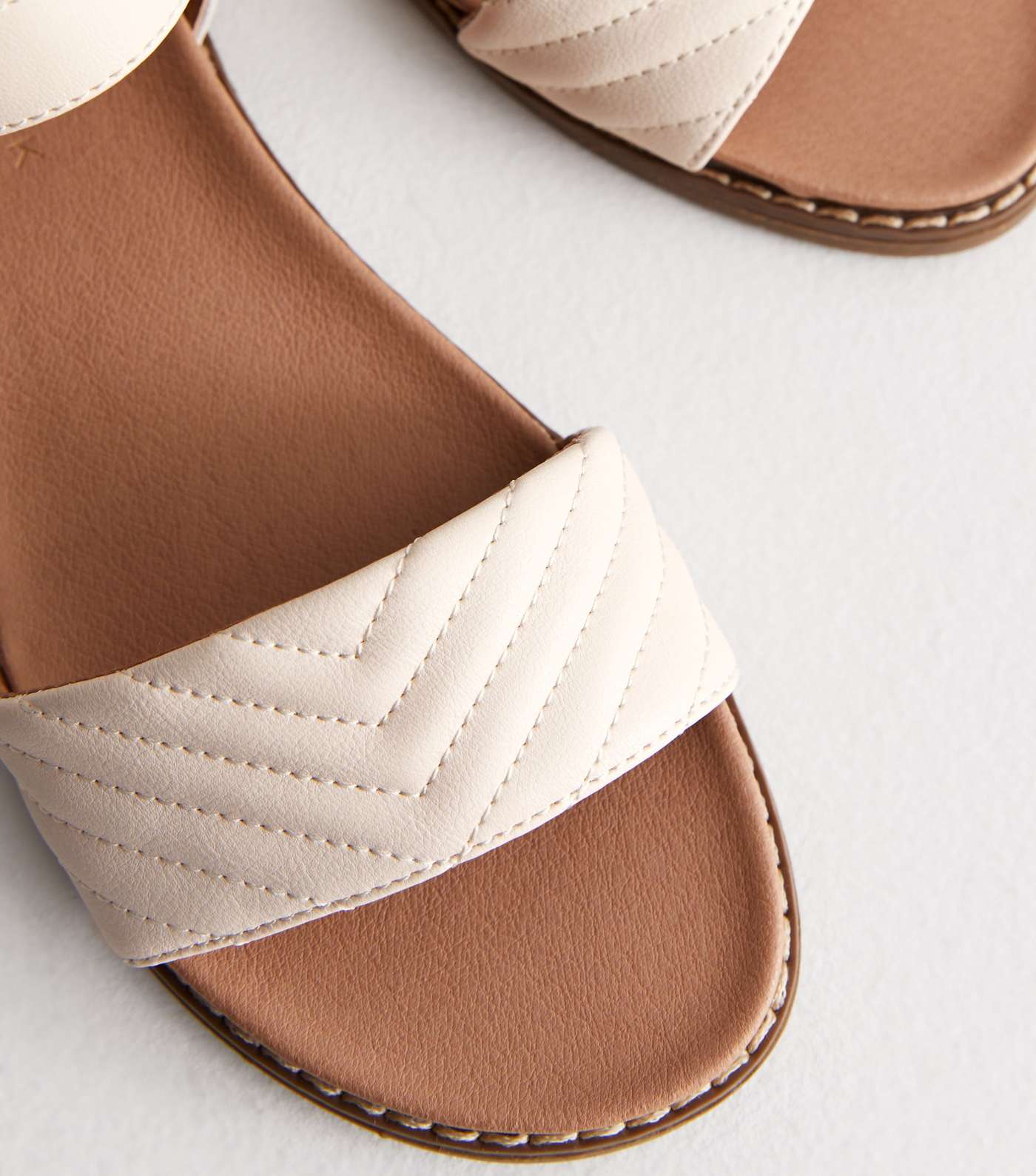 Off White Quilted 2 Part Buckle Sandals Image 4