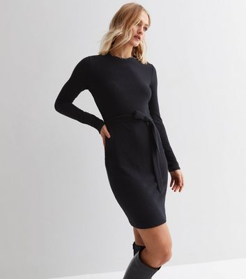 Long sleeve black hot sale jersey dress