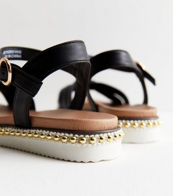 Black 2024 beaded sandals