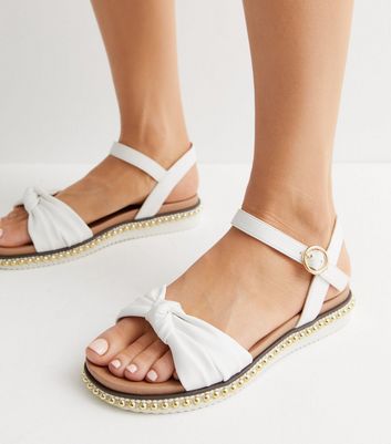 White wide best sale foot sandals