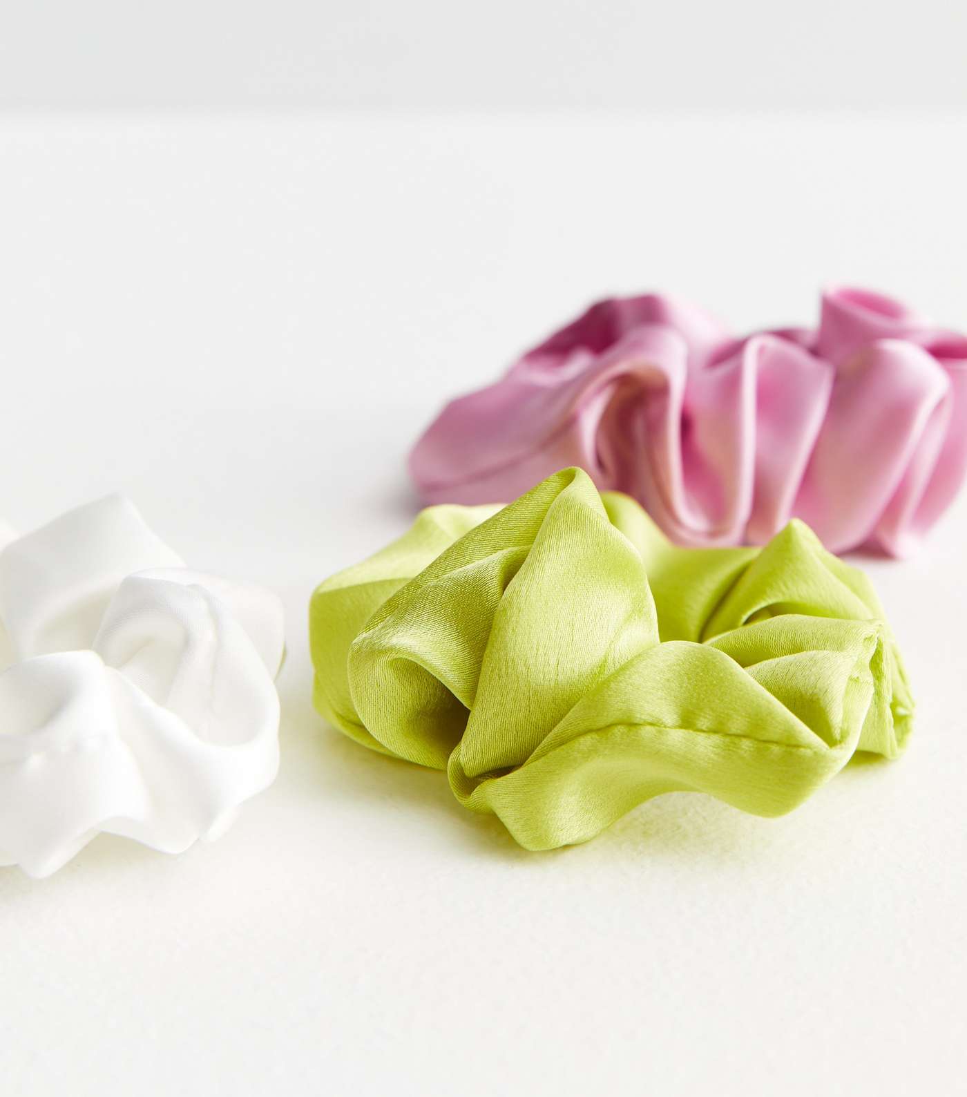 3 Pack Multicoloured Satin Scrunchies Image 2