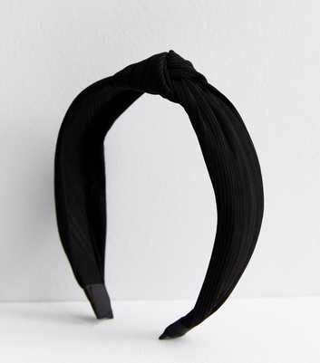 Black Ribbed Knot Headband