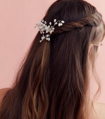 Wedding Hair Piece, Pearl Hair Pins, Gold Hair Clip, Flower Hair Piece –  Kebble Jewelry