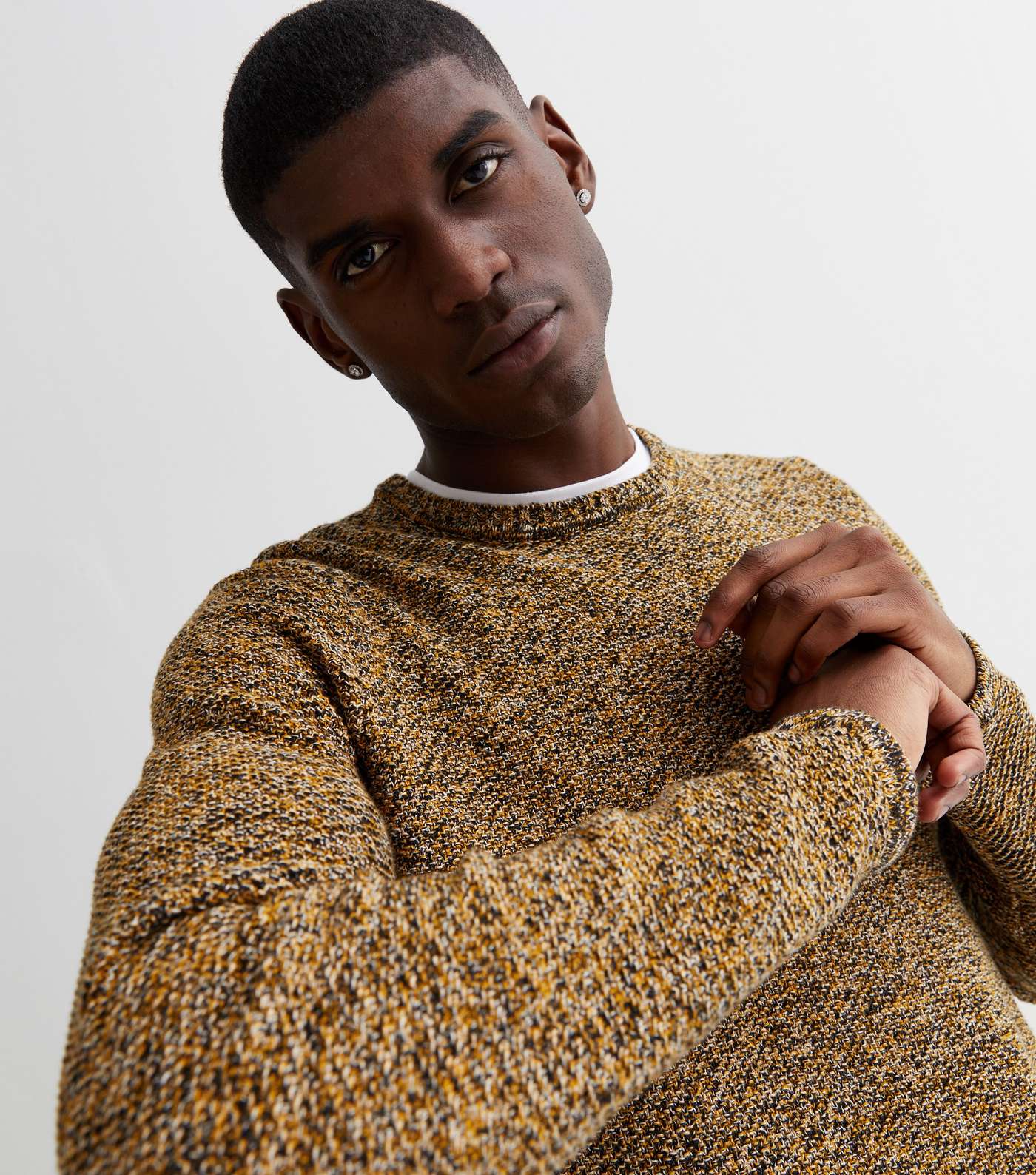 Only & Sons Yellow Fine Knit Crew Neck Jumper Image 3