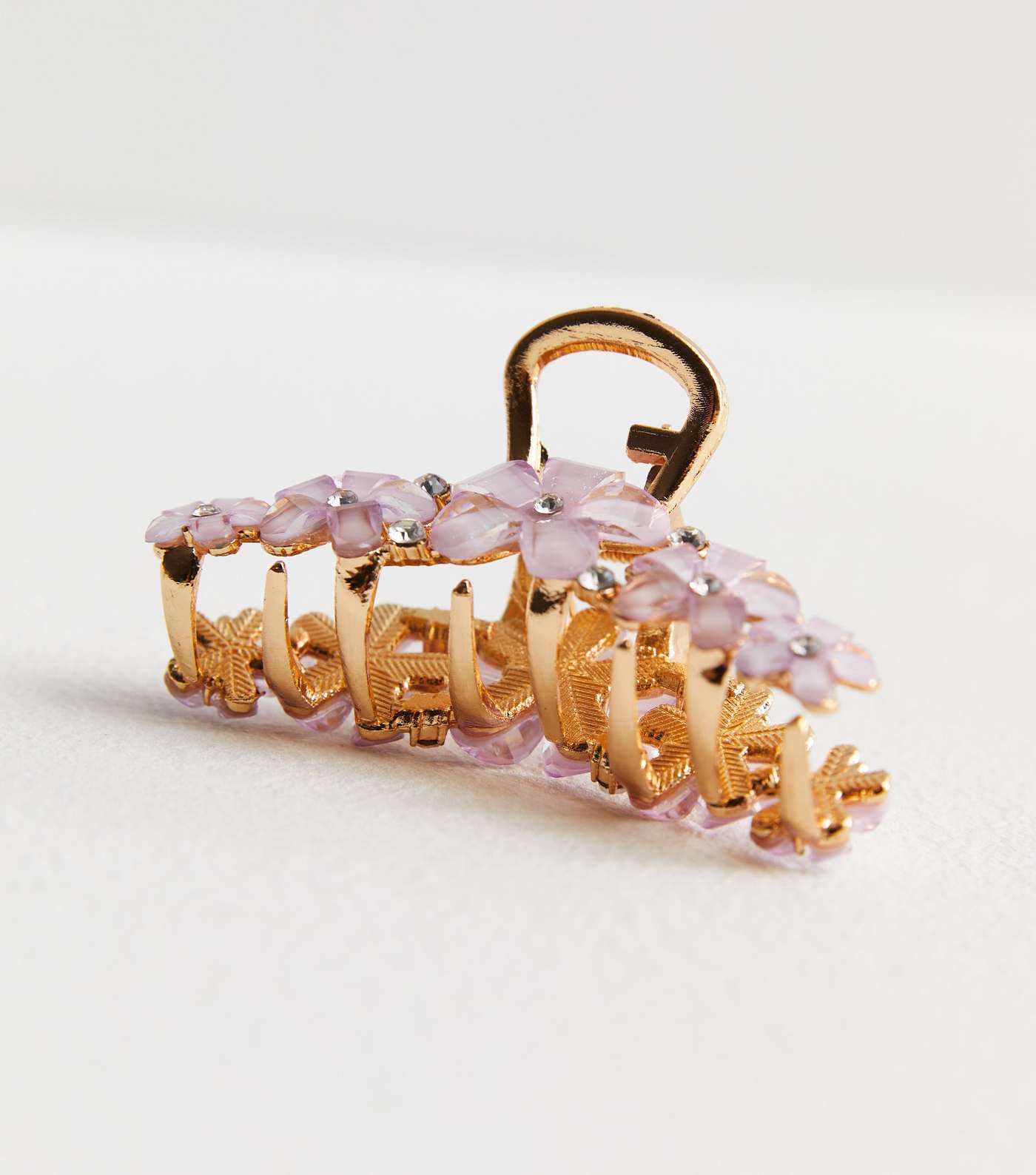 Pink Metal Diamanté Flower Hair Claw Clip Image 3