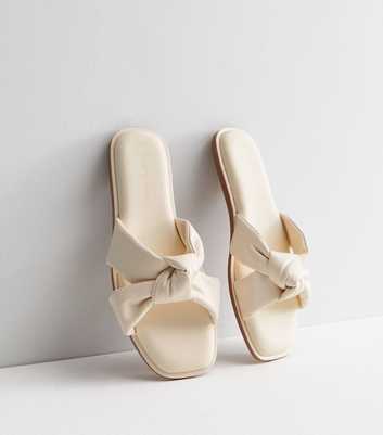 Wide Fit Off White Knot Sliders
