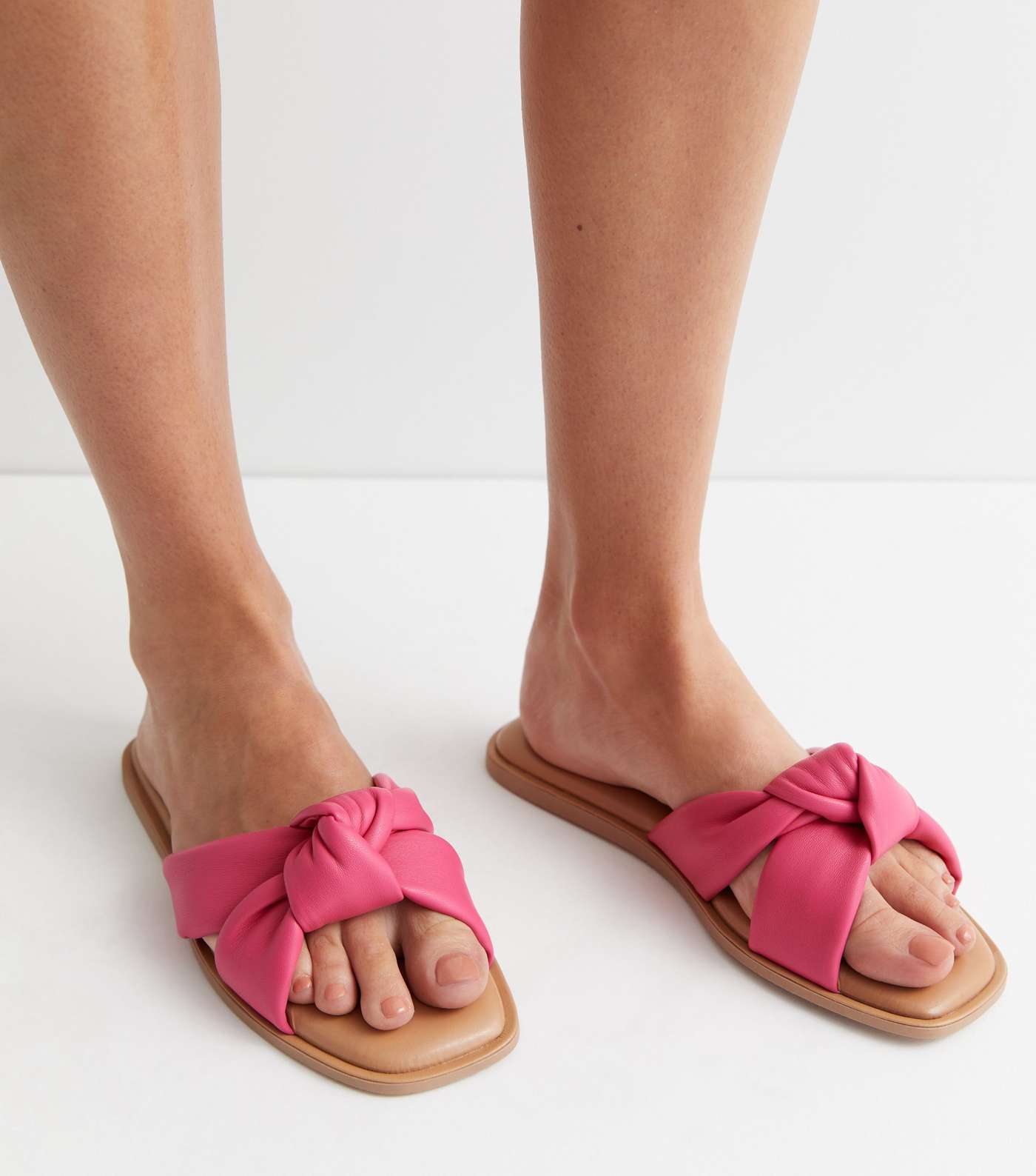 Wide Fit Bright Pink Knot Sliders Image 2