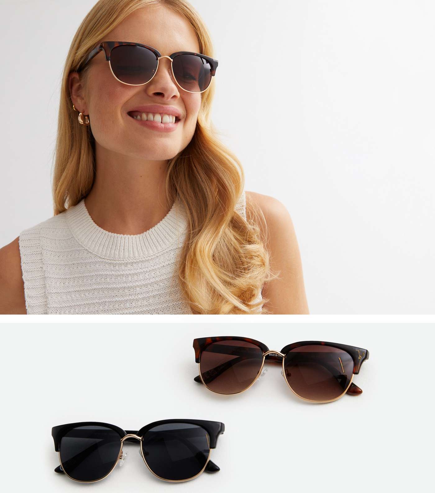 2 Pack Black and Tortoiseshell Effect Square Sunglasses