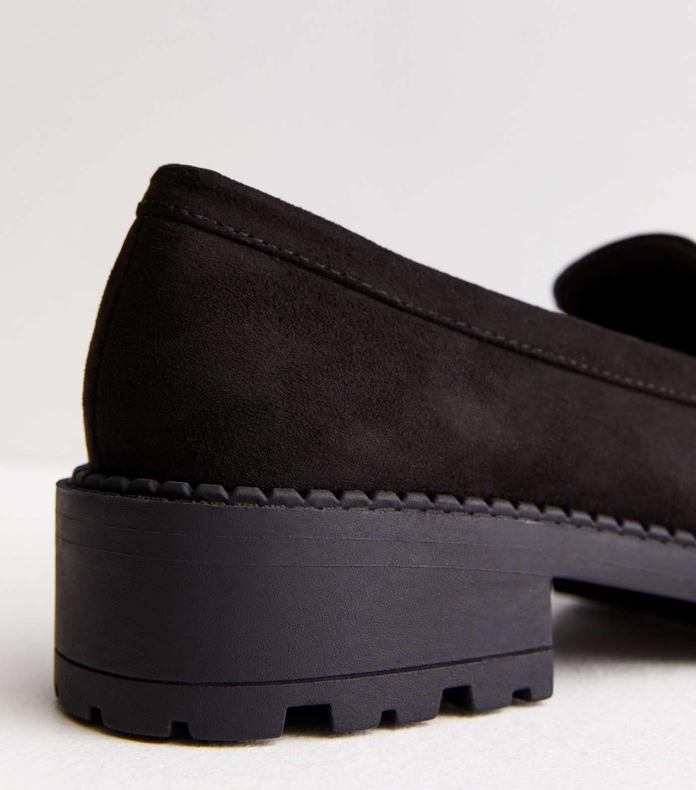 Black Suedette Chunky Buckle Front Loafers Image 4