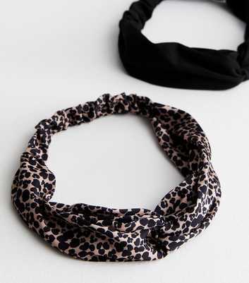 2 Pack Black Animal Print Headbands