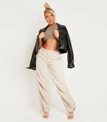 Missy Empire Stone Parachute Trousers