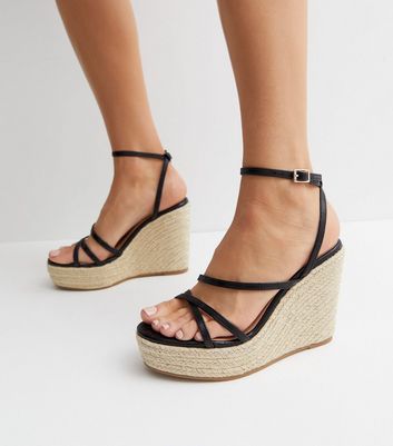 Lace Up Espadrille Wedge Sandals Suede Black | Lily Lulu