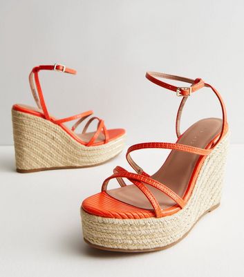 Orange wedge 2024 heel shoes